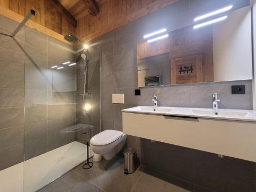 a bathroom with a sink and a toilet at Chalet Les Gets, 8 pièces, 14 personnes - FR-1-598-161 in Les Gets