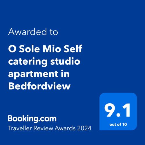 a screenshot of a cell phone with the text upgraded to sql mu self catering studio at "O Sole Mio" Self catering studio apartment in Bedfordview in Bedfordview
