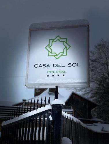 a sign for the casa del sol fire hospital at Pension Casa del Sol Predeal in Predeal