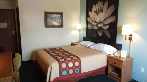 a hotel room with a bed and a painting on the wall at Super 8 by Wyndham Thurmont in Thurmont