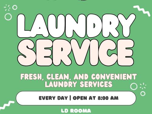 um panfleto para um evento de serviço de lavandaria com as palavras serviço de lavandaria em LD RoomA DunhidA em Badulla