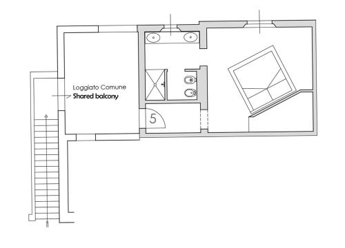 a floor plan of a small bathroom with a shower at Tenuta d'Arbia, Siena in Monteroni dʼArbia