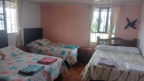 Tempat tidur dalam kamar di Casa de Campo - Tinjaca Boyacá