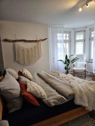 Ένα ή περισσότερα κρεβάτια σε δωμάτιο στο Workout Appartement bei Magdeburg