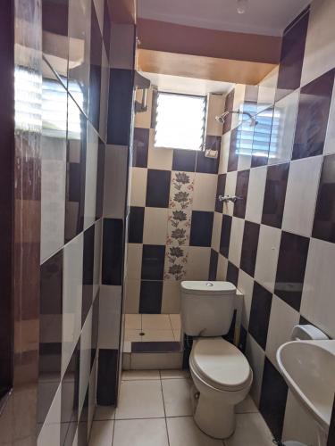 La salle de bains est pourvue de toilettes et d'un lavabo. dans l'établissement MINIDEPARTAMENTO SICUANI, à Sicuani