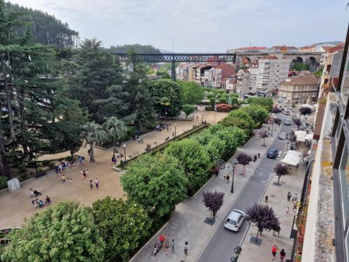 an aerial view of a street in a city at Alojamiento Alameda in Redondela