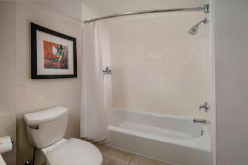 a bathroom with a toilet and a tub and a sink at Four Points by Sheraton Newark Christiana Wilmington in Newark