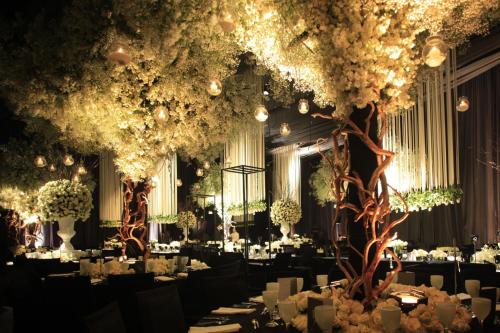 a banquet hall with tables set up for a party at The Westin Santa Fe, Mexico City in Mexico City
