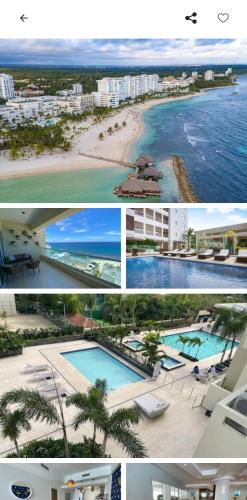 a collage of three pictures of a beach and a resort at OCEANFRONT LUXURY IN JUAN DOLIO in Juan Dolio