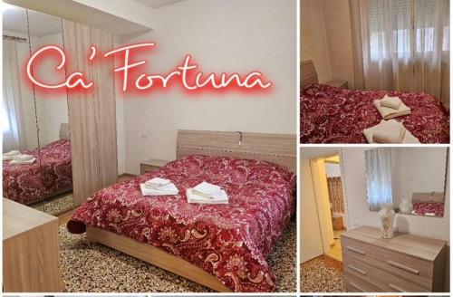 梅斯特的住宿－Ca’ Fortuna，一张带床的卧室照片拼贴