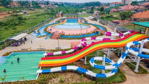 an aerial view of a water park at Entire 3-Bedroom Holiday Home in Kampala, Lovingly Furnished in Kampala