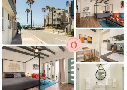 a collage of pictures of a building at Stylish Hermosa Pier Getaway plus free parking in Hermosa Beach