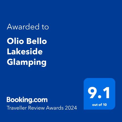 a screenshot of a cell phone with the text awarded to ollo bello javascript at Olio Bello Lakeside Glamping in Cowaramup