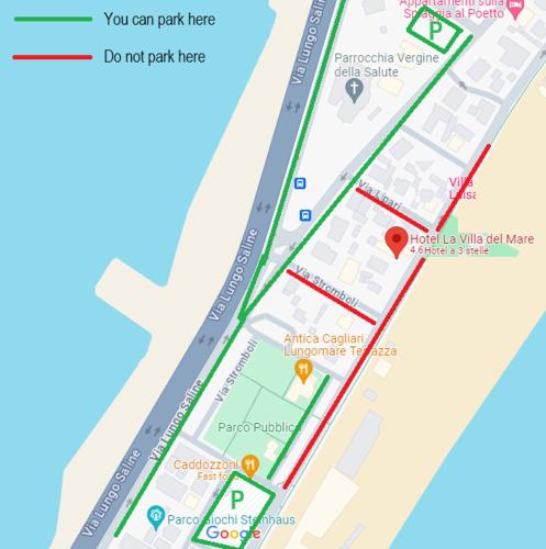 a map of a park with a plane at Hotel La Villa Del Mare in Cagliari