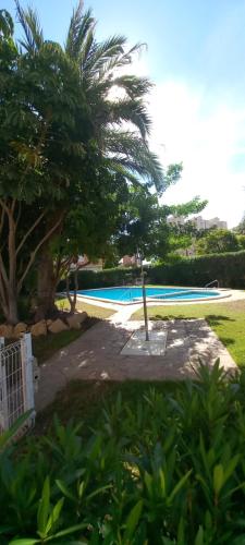 a view of a swimming pool from a yard at VISTAS PLAYA - Torre San Jordi in Alicante