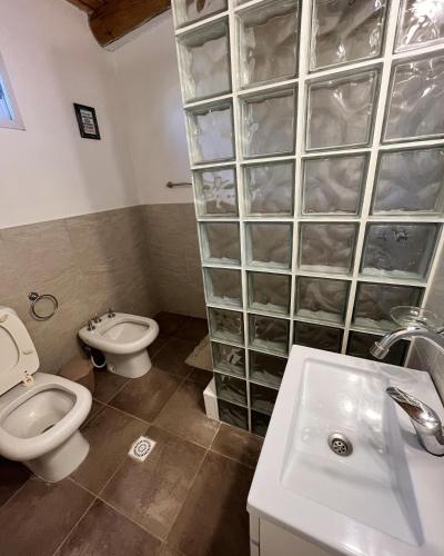 a bathroom with a toilet and a sink at Bernalina Monoambiente in Villa Berna