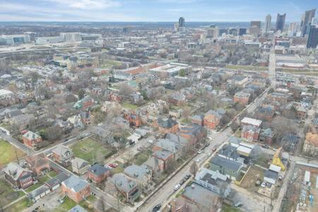 an aerial view of a city with buildings at Historic Elegance Retreat - Columbus Downtown in Columbus