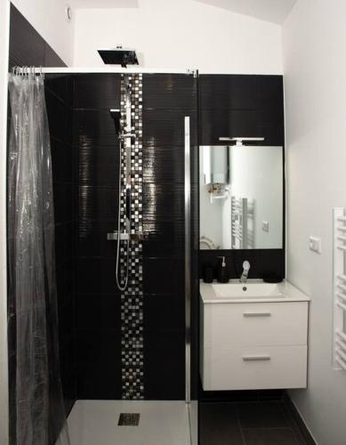 une salle de bain avec douche et lavabo dans l'établissement Superbe T2 au coeur de Lalande+Parking privé, à Toulouse