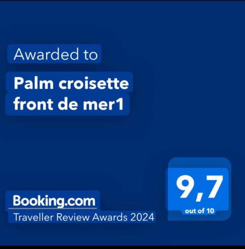 a blue phone screen with the text wanted to palm crusotide front de mer at Palm croisette front de mer1 in Cannes