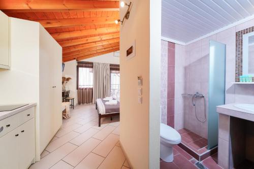 a bathroom with a toilet and a sink at Thassos Neorion in Limenaria