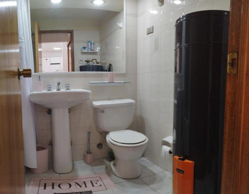 een badkamer met een toilet en een wastafel bij Depto Concón frente a playa amarilla con gran vista al mar in Concón