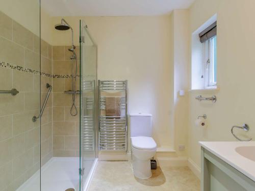 a bathroom with a shower and a toilet and a sink at 3 Bed in Thetford 83020 