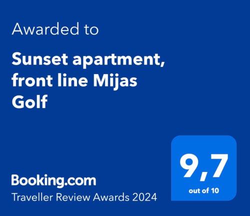 Certifikát, hodnocení, plakát nebo jiný dokument vystavený v ubytování Sunset apartment, front line Mijas Golf