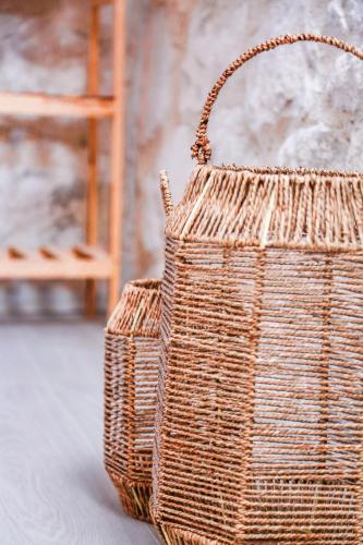 two wicker baskets sitting next to each other at Kandybos Eco Farm Village in Kas