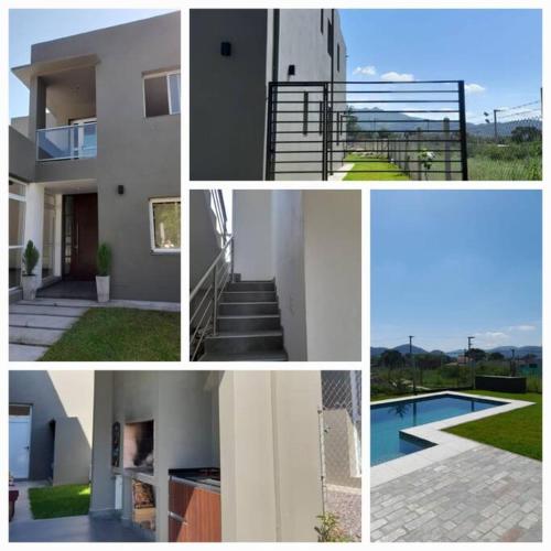 a collage of pictures of a house and a pool at Yunka House, Salta in Vaqueros
