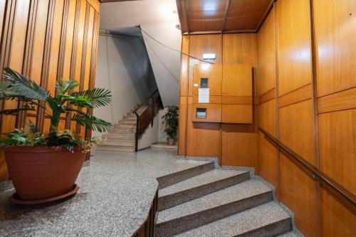 a staircase in a building with a potted plant at B&B Frida Suite Home in Trani