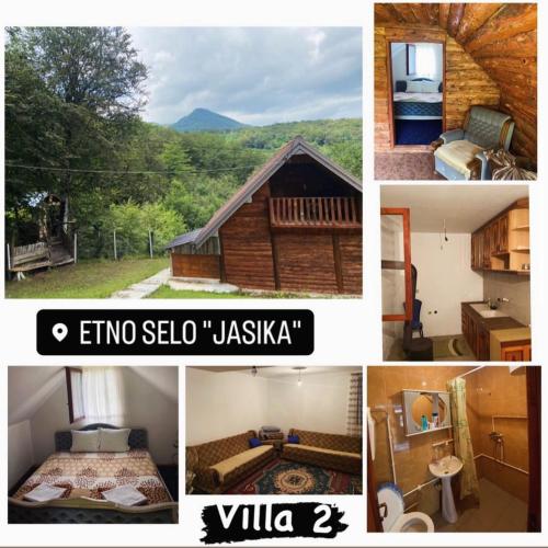 a collage of pictures of a cabin at Etno Selo Jasika in Prizren