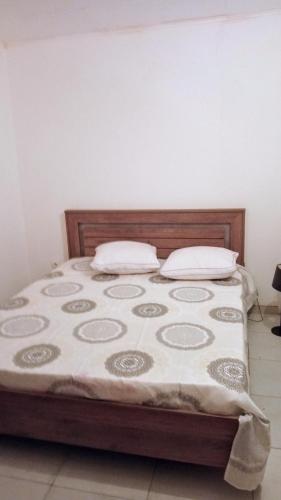 1 cama con 2 almohadas en una habitación en Le zami ola en Trois Bassins