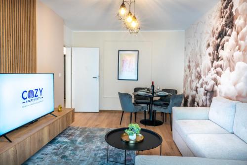 Ruang duduk di Cozy Luxury Apartments Maurer Residence #Targu Mures