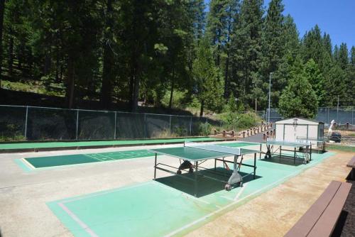two ping pong tables on a tennis court at Pume Palace in Arnold