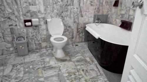 a bathroom with a toilet and a sink at Yatu Lau Lagoon Resort Fiji in Pacific Harbour