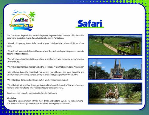 a screenshot of a website for a safari website at Lugo`s guest room in Punta Cana