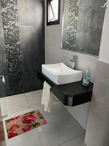 a bathroom with a sink and a shower at Hermoso dpto. Zona céntrica in Santiago del Estero