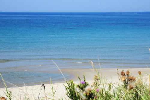 a sandy beach with the ocean in the background at Duplex Seaview Condo in Durrës