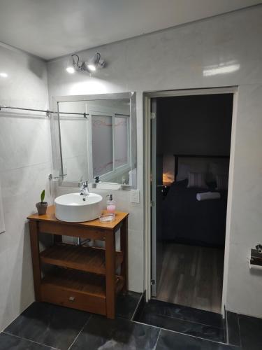 a bathroom with a sink and a mirror at Torre del Limay in Neuquén