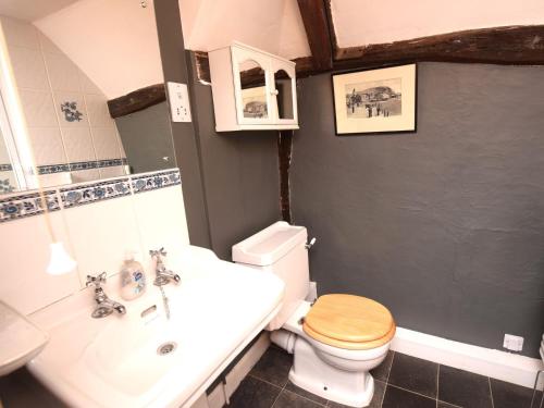 a bathroom with a white toilet and a sink and a tub at 4 Bed in Icklesham BT067 in Icklesham