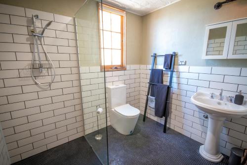 a bathroom with a toilet and a sink at Gardenhouse on George in Burra