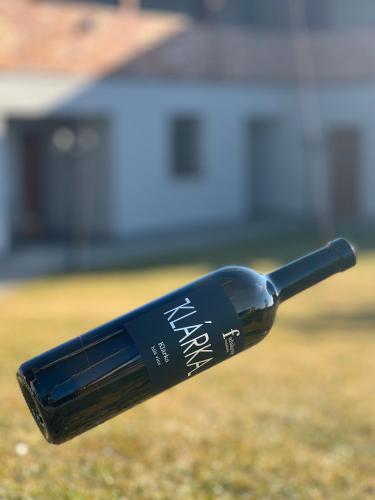 a close up of a bottle of wine at Penzion Vinařství Fabikovič in Velké Bílovice