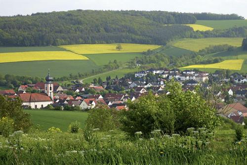 a small town in the middle of a green field at Gästehaus Niki in Tauberbischofsheim