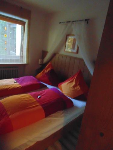 a bedroom with two beds and a window at Ferienwohnung Mattenklotz in Sachrang