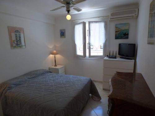 une chambre avec un lit et une télévision dans l'établissement Appartement Cannes Ferrié, à Cannes
