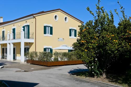an orange tree in front of a building at DON PEPPE ROOMS : Villaggio Green in SantʼAngelo in Formis