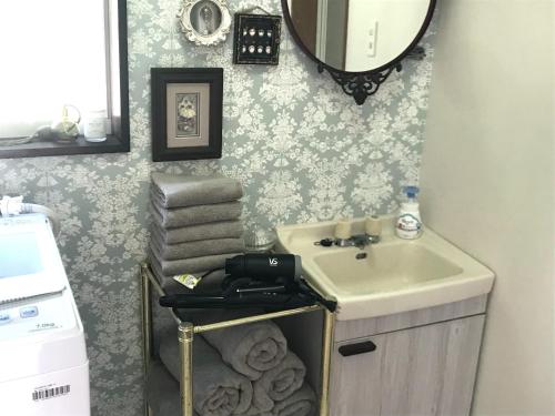 a bathroom with a sink and a mirror at Villa Metasequoia - Vacation STAY 71245v in Takashima