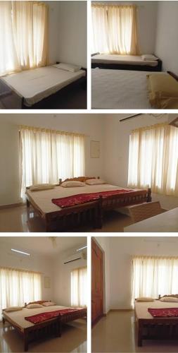 vier foto's van verschillende bedden in een kamer bij Sunnys abode in Pala