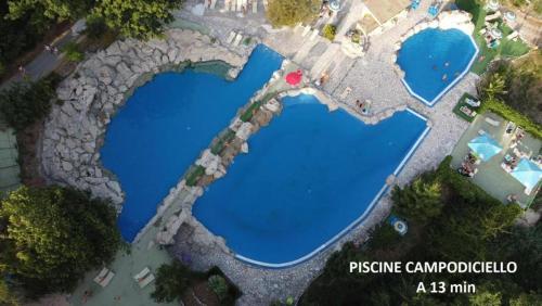 an overhead view of two large blue ponds at LUCIA HOME CASA VACANZE in Santa Maria del Molise