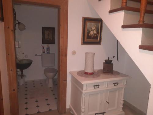 a bathroom with a sink and a toilet in a room at Rustico di Angelo in Prem